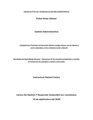 Código De ÉTica Del Tecnólogo En Gestión Administrativa