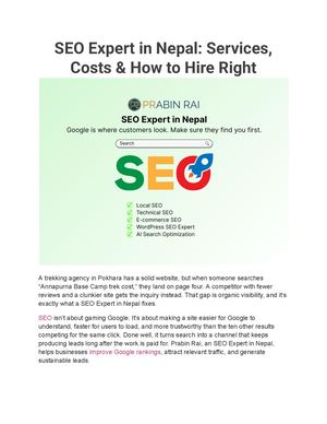 Seo Expert In Nepal Services, Costs & How To Hire Right By Prabin Rai