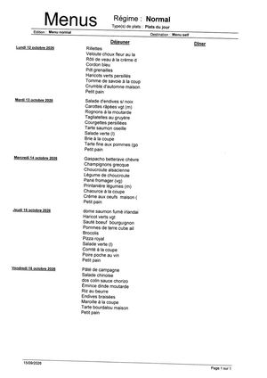 Menu Du 12 Au 18 Octobre 2026
