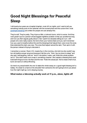 Good Night Blessings For Peaceful Sleep