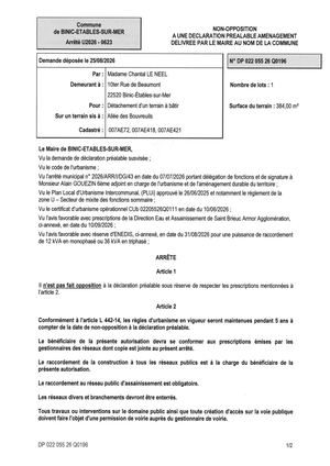 DP 26 Q 0196 - Arrêté