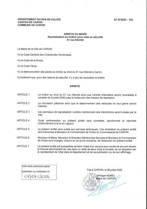 TRAVAUX N DU TROTTOIR POUR MISE EN SECURITE_61 RUE ALLENDE_ENT VILLE DE CARVIN