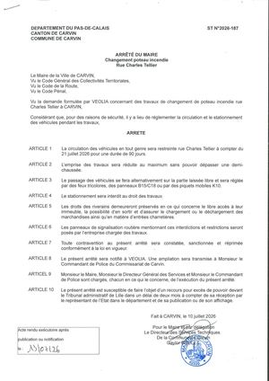 TAVAUX CHANGEMENT POTEAU INCENDIE _RUE CHARLES TELLIER_ENT VEOLIA