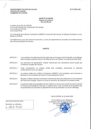 TRAVAUX DEPOSE DE POTEAUX_RUE DU MARAIS_ENT LUMINOV