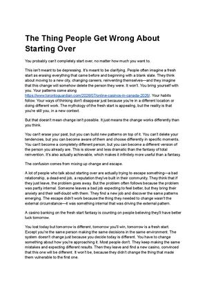 The Thing People Get Wrong About Starting Over