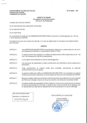 OCCUPATION DU DOMAINE PUBLIC_134 RUE F. DE PRESSENSE_ENT LES DEMENAGEURS BRETONS