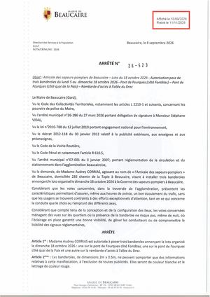 Fichier Parution Des Arrêtés 26 523 à 26 526 Du 10 09 2026