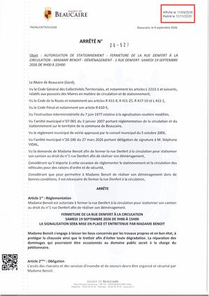Fichier Parution Des Arrêtés 26 527 à 26 530 Du 11 09 2026