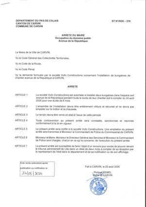 OCCUPATION DU DOMAINE PUBLIC_AVENUE DE LA REPUBLIQUE_ENT VULLO