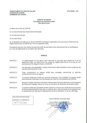 OCCUPATION DU DOMAINE PUBLIC_RUE SAINT DRUON_ VILLE DE CARVIN