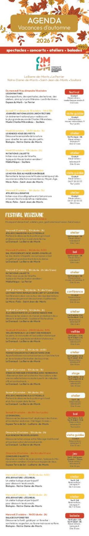 Agenda Automne 2026
