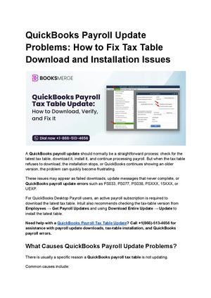 Quick Books Payroll Update Problems How To Fix Tax Table Download And Installation Issues