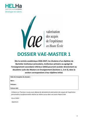 Dossier VAE (Article 75)