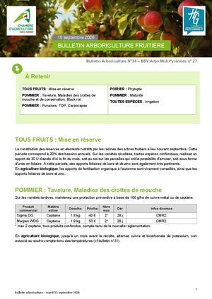 Bulletin Arbo n°34 du 15 septembre 2026