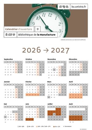 Calendrier Prévisionnel 2026 2027 Bu Manufacture