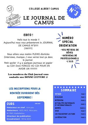 Le Journal de Camus  n°3
