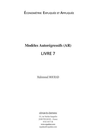 Extrait 2327 Modèles Autorégressifs (AR). Livre 7. Économétrie Expliquée et Appliquée