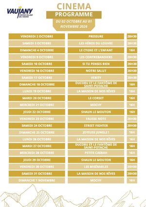Programme cinéma Octobre 2026