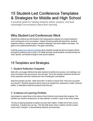 15 Student Led Conference Templates & Strategies For Middle And High School