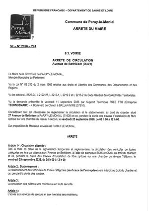 Arrêté Travaux Avenue De Bethléem