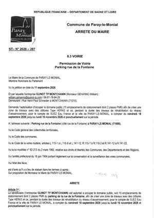 Permission De Voirie Parking Rue De La Fontaine