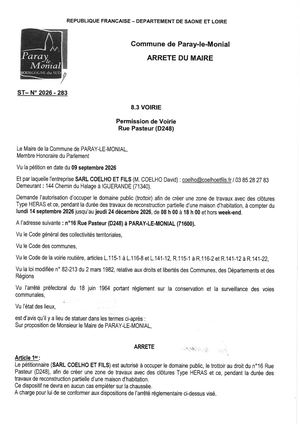 Permission De Voirie Rue Pasteur