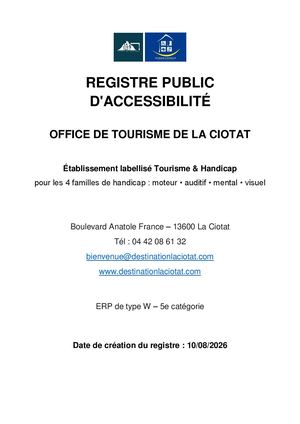 Registre Public D'accessibilité OT La Ciotat