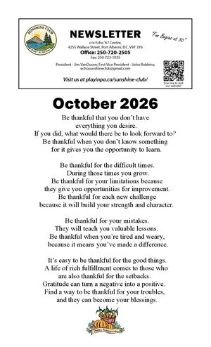 Newsletter October 2026