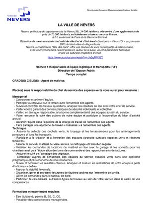 Responsable équipe Logistique Transport