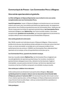 Communiqué De Presse Les Commandos Percu