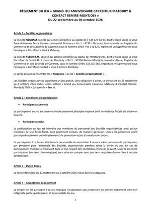 2026 09 14 Règlement De Jeu Anniversaire Carrefour Matoury Ok