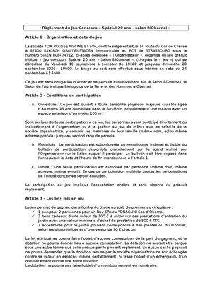 Règlement Jeu Concours Salon Bi Obernai 2026