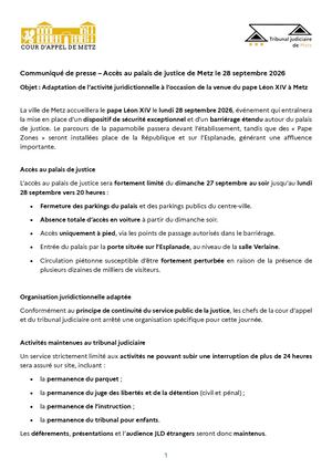 Communiqué De Presse Visite Pontificale