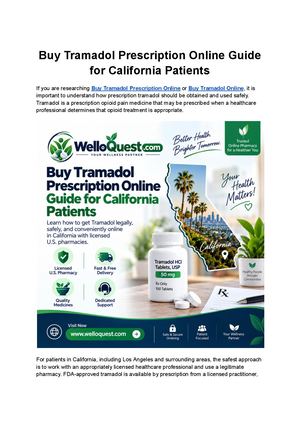 Buy Tramadol Prescription Online Guide for California Patients