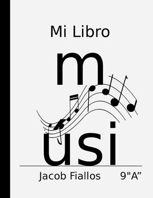 Cuaderno Espiral Música Ilustrado Minimalista Gris Y Negro