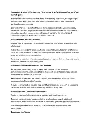 Supporting Students With Learning Differences
