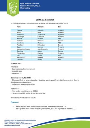 12ème Codir - 25 Juin 2026