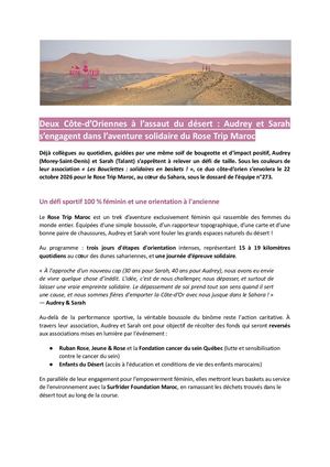 Communiqué : Les Bouclettes en Baskets à l'assaut du désert !
