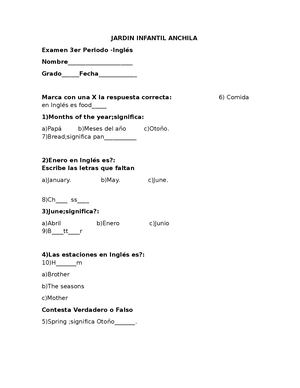 Examen De Ingles Informática Y Geometria