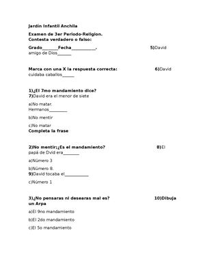 Examen De Religión