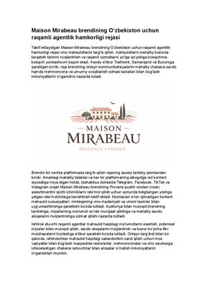 Maison Mirabeau 乌兹别克语版