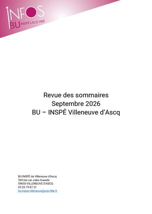 Revue Des Sommaires Septembre BU