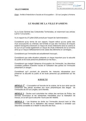 AR1 2026 01367 Arrêté IAO - 33 Rue Langles Publiée Le 16 09 2026