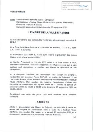 AR1 2026 01370 ARR AUTORISATION SONO VIA AR1 2026 01370 2026 09 15 Publiée Le 15 09 2026