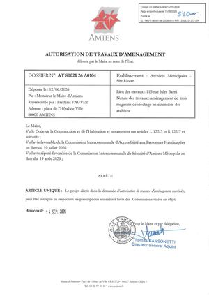 AR1 2026 01372 ARR Autorisation De Trav VIA AR1 2026 01372 20260914 Publiée Le 15 09 2026