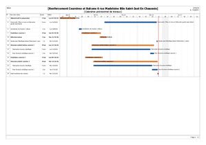 Calendrier prévisionnel de travaux