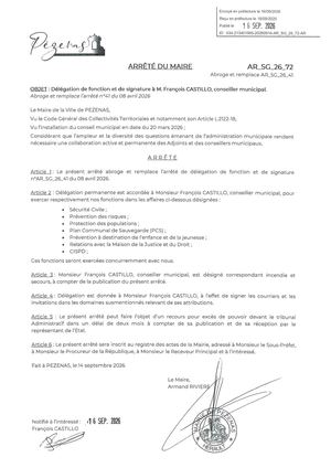 Arrêté 16 09 2026