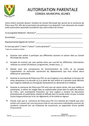 Autorisation Parentale CMJ