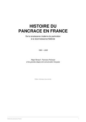 HISTOIRE DU PANCRACE EN FRANCE