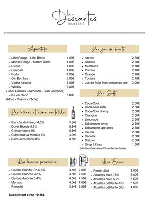 Carte & Menu Descartes